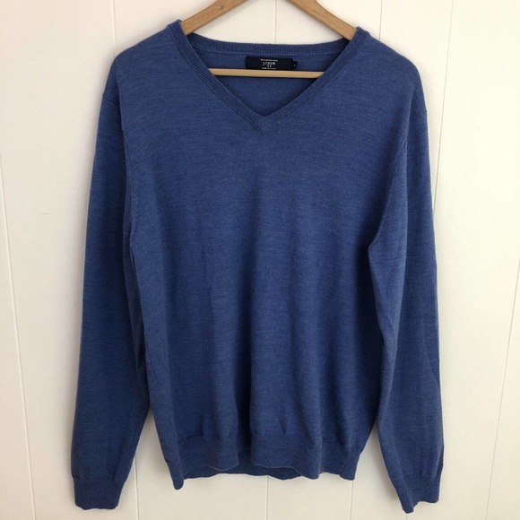 J. Crew Other - J Crew Blue Merino Wool V Neck Sweater Mens Large